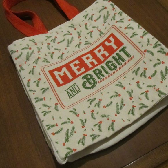 Merry and Bright Festive Canvas Tote Bag - Picture 3 of 12